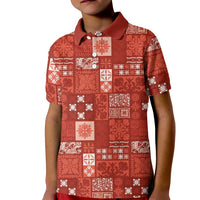 Vintage Hawaiian Quilting Patterns Kid Polo Shirt Red Style Tribal Fabric Patchwork LT9 Kid Red - Polynesian Pride