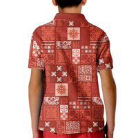 Vintage Hawaiian Quilting Patterns Kid Polo Shirt Red Style Tribal Fabric Patchwork LT9 - Polynesian Pride
