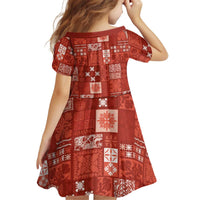 Vintage Hawaiian Quilting Patterns Kid Short Sleeve Dress Red Style Tribal Fabric Patchwork LT9 - Polynesian Pride