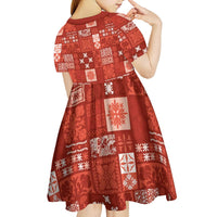 Vintage Hawaiian Quilting Patterns Kid Short Sleeve Dress Red Style Tribal Fabric Patchwork LT9 - Polynesian Pride