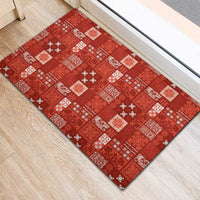 Vintage Hawaiian Quilting Patterns Rubber Doormat Red Style Tribal Fabric Patchwork - Polynesian Pride