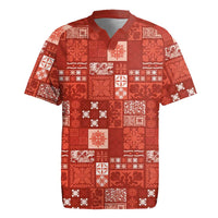 Vintage Hawaiian Quilting Patterns Rugby Jersey Red Style Tribal Fabric Patchwork LT9 Red - Polynesian Pride