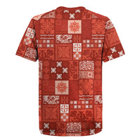 Vintage Hawaiian Quilting Patterns Rugby Jersey Red Style Tribal Fabric Patchwork LT9 - Polynesian Pride
