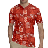 Vintage Hawaiian Quilting Patterns Rugby Jersey Red Style Tribal Fabric Patchwork LT9 - Polynesian Pride