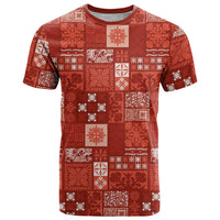 Vintage Hawaiian Quilting Patterns T Shirt Red Style Tribal Fabric Patchwork LT9 Red - Polynesian Pride