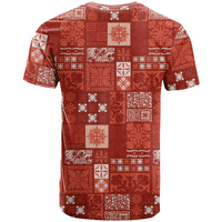 Vintage Hawaiian Quilting Patterns T Shirt Red Style Tribal Fabric Patchwork LT9 - Polynesian Pride