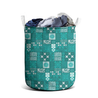 Vintage Hawaiian Quilting Patterns Laundry Basket Turquoise Style Tribal Fabric Patchwork - Polynesian Pride