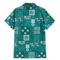Vintage Hawaiian Quilting Patterns Family Matching Mermaid Dress and Hawaiian Shirt Turquoise Style Tribal Fabric Patchwork - Polynesian Pride