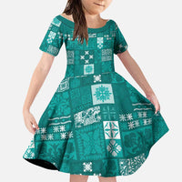 Vintage Hawaiian Quilting Patterns Family Matching Tank Maxi Dress and Hawaiian Shirt Turquoise Style Tribal Fabric Patchwork - Polynesian Pride