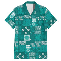 Vintage Hawaiian Quilting Patterns Hawaiian Shirt Turquoise Style Tribal Fabric Patchwork LT9 Turquoise - Polynesian Pride