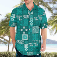 Vintage Hawaiian Quilting Patterns Hawaiian Shirt Turquoise Style Tribal Fabric Patchwork LT9 - Polynesian Pride
