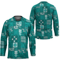 Vintage Hawaiian Quilting Patterns Hockey Jersey Turquoise Style Tribal Fabric Patchwork - Polynesian Pride