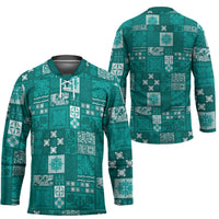 Vintage Hawaiian Quilting Patterns Hockey Jersey Turquoise Style Tribal Fabric Patchwork LT9 - Polynesian Pride