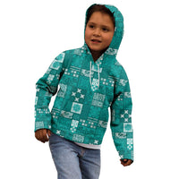Vintage Hawaiian Quilting Patterns Kid Hoodie Turquoise Style Tribal Fabric Patchwork - Polynesian Pride