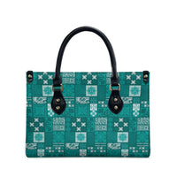 Vintage Hawaiian Quilting Patterns Leather Bag Turquoise Style Tribal Fabric Patchwork - Polynesian Pride