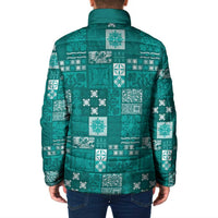 Vintage Hawaiian Quilting Patterns Padded Jacket Turquoise Style Tribal Fabric Patchwork - Polynesian Pride