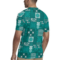 Vintage Hawaiian Quilting Patterns Rugby Jersey Turquoise Style Tribal Fabric Patchwork LT9 - Polynesian Pride