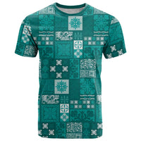 Vintage Hawaiian Quilting Patterns T Shirt Turquoise Style Tribal Fabric Patchwork LT9 Turquoise - Polynesian Pride