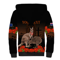 Kangaroo and Kiwi Bird ANZAC Day Custom Sherpa Hoodie Soldier Style LT9 - Polynesian Pride