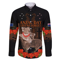 Koala and Kiwi Bird ANZAC Day Custom Family Matching Tank Maxi Dress and Hawaiian Shirt Soldier Style LT9 Dad's Shirt - Long Sleeve Black - Polynesian Pride