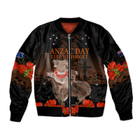 Koala and Kiwi Bird ANZAC Day Custom Sleeve Zip Bomber Jacket Soldier Style LT9 Unisex Black - Polynesian Pride