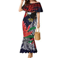 American Samoa Bald Eagle Personalized Family Matching Mermaid Dress and Hawaiian Shirt Samoa Muamua Le Atua