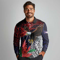 American Samoa Bald Eagle Personalized Long Sleeve Polo Shirt Samoa Muamua Le Atua