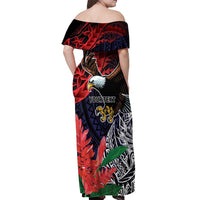 American Samoa Bald Eagle Personalized Off Shoulder Maxi Dress Samoa Muamua Le Atua