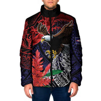 American Samoa Bald Eagle Personalized Padded Jacket Samoa Muamua Le Atua - Polynesian Pride