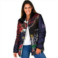 American Samoa Bald Eagle Personalized Padded Jacket Samoa Muamua Le Atua - Polynesian Pride