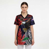 American Samoa Bald Eagle Personalized Scrub Top Samoa Muamua Le Atua LT9 - Polynesian Pride