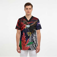 American Samoa Bald Eagle Personalized Scrub Top Samoa Muamua Le Atua LT9 - Polynesian Pride