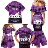 Anzac Day Gallipoli Personalised Family Matching Mermaid Dress and Hawaiian Shirt Purple Poppy Flowers