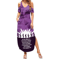 Anzac Day Gallipoli Personalised Family Matching Summer Maxi Dress and Hawaiian Shirt Purple Poppy Flowers