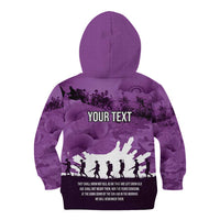 Anzac Day Gallipoli Personalised Kid Hoodie Purple Poppy Flowers