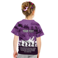 Anzac Day Gallipoli Personalised Kid T Shirt Purple Poppy Flowers LT9 - Polynesian Pride