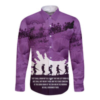 Anzac Day Gallipoli Personalised Long Sleeve Button Shirt Purple Poppy Flowers LT9 Unisex Purple - Polynesian Pride