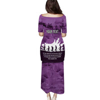 Anzac Day Gallipoli Personalised Puletasi Purple Poppy Flowers LT9 - Polynesian Pride
