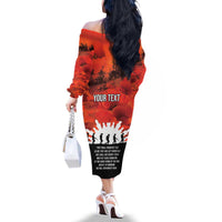 Anzac Day Gallipoli Personalised Family Matching Off The Shoulder Long Sleeve Dress and Hawaiian Shirt Red Poppy Flowers
