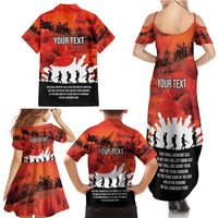 Anzac Day Gallipoli Personalised Family Matching Summer Maxi Dress and Hawaiian Shirt Red Poppy Flowers