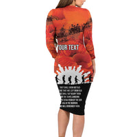 Anzac Day Gallipoli Personalised Long Sleeve Bodycon Dress Red Poppy Flowers