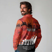 Anzac Day Gallipoli Personalised Long Sleeve Polo Shirt Red Poppy Flowers LT9 - Polynesian Pride