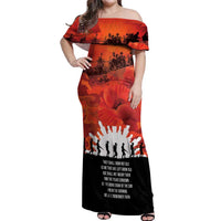 Anzac Day Gallipoli Personalised Off Shoulder Maxi Dress Red Poppy Flowers