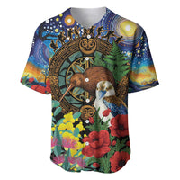 Kiwi-Kookaburra Bird ANZAC Personalised Baseball Jersey Aussie Golden Wattle Poppy Flowers
