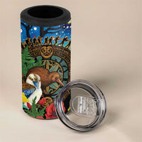 Kiwi-Kookaburra Bird ANZAC Personalised 4 in 1 Can Cooler Tumbler Aussie Golden Wattle Poppy Folowers