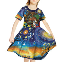 Kiwi-Kookaburra Bird ANZAC Personalised Kid Short Sleeve Dress Aussie Golden Wattle Poppy Flowers