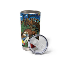 Kiwi-Kookaburra Bird ANZAC Personalised Tumbler Cup Aussie Golden Wattle Poppy Folowers