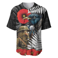 Kiwi-Tui Bird Soldier ANZAC Day Personalised Baseball Jersey Maori Silver Fern Motif