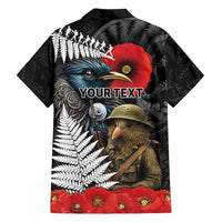 Kiwi-Tui Bird Soldier ANZAC Day Personalised Family Matching Short Sleeve Bodycon Dress and Hawaiian Shirt Maori Silver Fern Motif