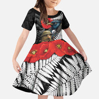 Kiwi-Tui Bird Soldier ANZAC Day Personalised Family Matching Summer Maxi Dress and Hawaiian Shirt Maori Silver Fern Motif